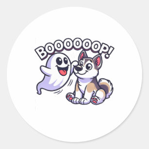 Funny Halloween Ghost Husky Dog Boop Albern Puppy Runder Aufkleber