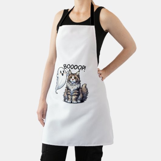 Funny Halloween Ghost Maine Coon Cat Boop Easy Laz Schürze (InSitu)