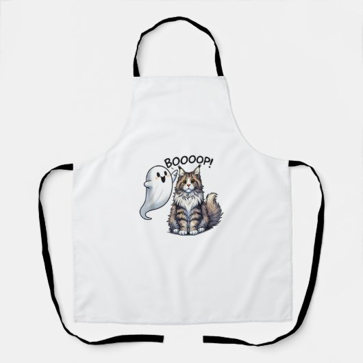 Funny Halloween Ghost Maine Coon Cat Boop Easy Laz Schürze (Vorderseite)