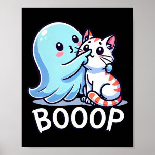 Funny Halloween Ghost Niedlich Cat Boop Lazy Lazy Poster