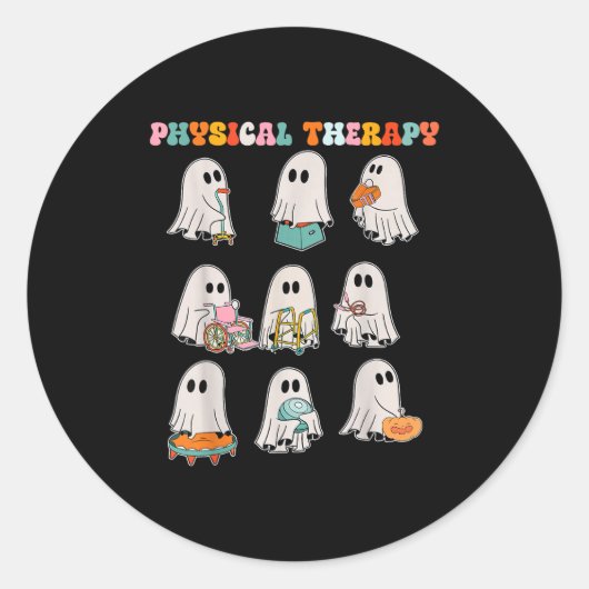 Funny Halloween Ghost Physical Therapy Pt Physical Runder Aufkleber (Vorderseite)