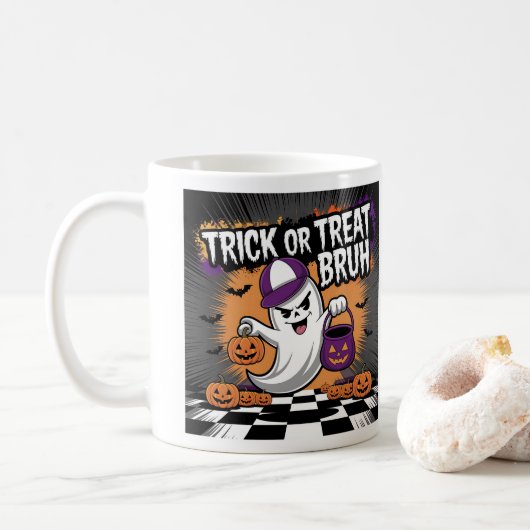 Funny Halloween Ghost & Pumpkins Kaffeetasse (Mit Donut)