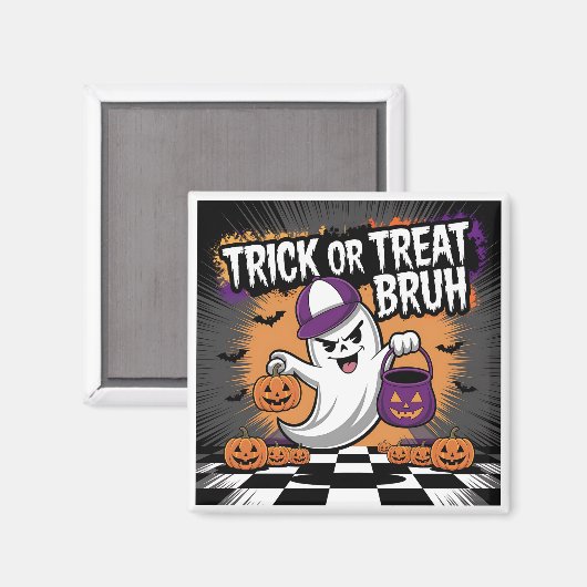 Funny Halloween Ghost & Pumpkins Magnet (Vorderseite/Rückseite)
