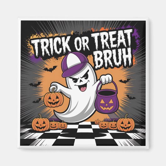 Funny Halloween Ghost & Pumpkins Magnet (Vorne)