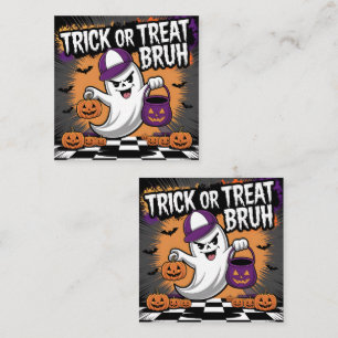 Funny Halloween Ghost & Pumpkins Quadratische Visitenkarte