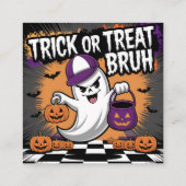 Funny Halloween Ghost & Pumpkins Quadratische Visitenkarte (Rückseite)