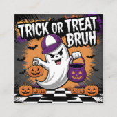 Funny Halloween Ghost & Pumpkins Quadratische Visitenkarte (Vorderseite)