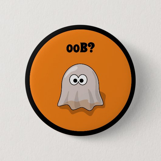 Funny Halloween Ghost Says Boo Backwards Button (Vorderseite)