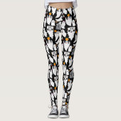 Funny Halloween Ghosts Black and White Gemustert Leggings (Vorderseite)