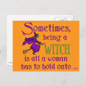 Funny Halloween Hexe Feiertagspostkarte (Vorne/Hinten)