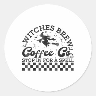Funny Halloween Hexen Brew Coffee Co Stopp für ein Runder Aufkleber