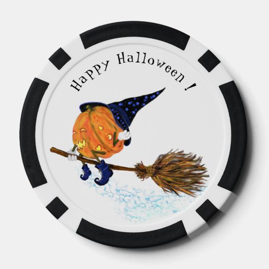 Funny Halloween Hexenkürbis Fliegende Poker Chips (Rückseite)