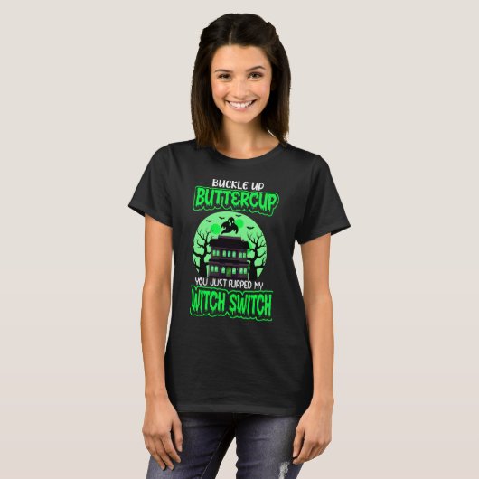 Funny Halloween Hexenwechsel Neon Green T-Shirt (Vorne ganz)