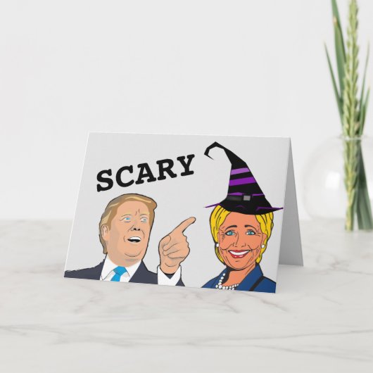 FUNNY HALLOWEEN HILLARY UND TRUMP CARDS KARTE (Vorderseite)