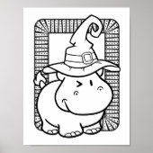 Funny Halloween Hippo Coloring Page Poster (Vorne)