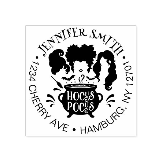Funny Halloween Hocus Pocus Sisters Rücksendeadres Gummistempel (Prägung)