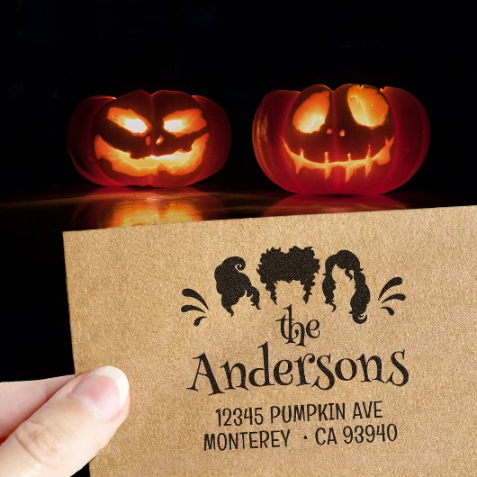 Funny Halloween Hocus Pocus Sisters Rücksendeadres Gummistempel
