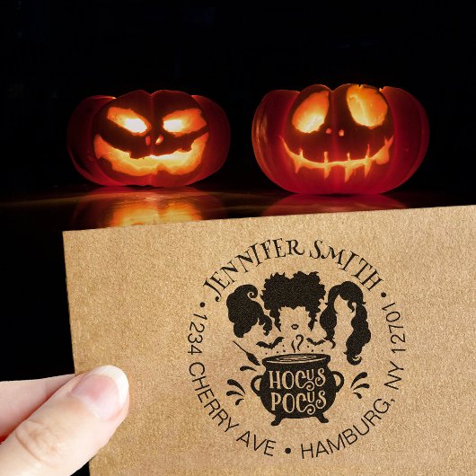 Funny Halloween Hocus Pocus Sisters Rücksendeadres Gummistempel