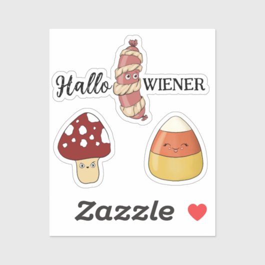 Funny Halloween Hotdog Candy Corn und Mushroom Aufkleber (Blatt)