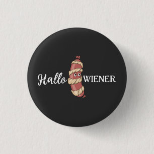 Funny Halloween Hotdog Mummy Hallowiener Puff Button