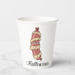 Funny Halloween Hotdog Mummy Hallowiener Puff Pappbecher