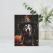 Funny Halloween Hund Postkarte (Stehend Vorderseite)