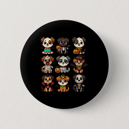 Funny Halloween Hunde Ghost Pumpkin Spooky Saison  Button (Vorderseite)