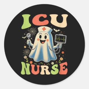 Funny Halloween Icu Krankenpflegereinheit Nurs Runder Aufkleber