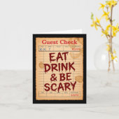 Funny Halloween Karo essen trinken und Beängstigen Karte (Gelbe Blume)