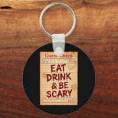 Funny Halloween Karo essen trinken und Beängstigen Schlüsselanhänger (Vorderseite)