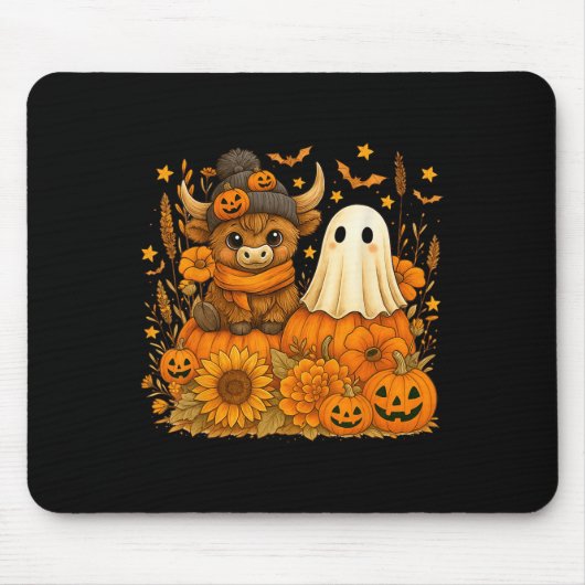Funny Halloween Kuh Ghost Spooky Autumn Pumpkin Mousepad (Vorne)