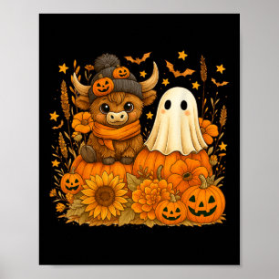Funny Halloween Kuh Ghost Spooky Autumn Pumpkin Poster