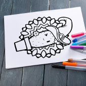 Funny Halloween Lächelnde Cactus Coloring Page Poster