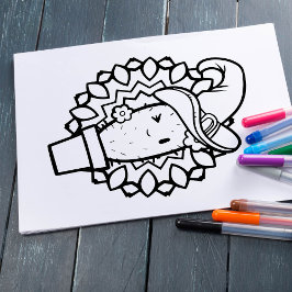 Funny Halloween Lächelnde Cactus Coloring Page Poster