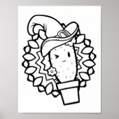 Funny Halloween Lächelnde Cactus Coloring Page Poster (Vorne)