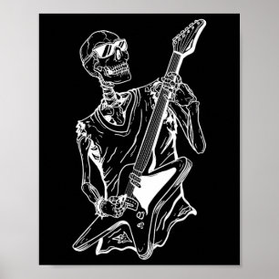 Funny Halloween Lazy Costume Skeleton Gitarrenmusi Poster