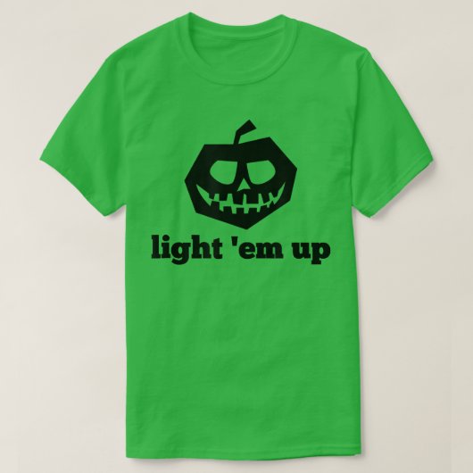 Funny Halloween Light 'Em Up Jackolantern Pumpkin T-Shirt (Design vorne)