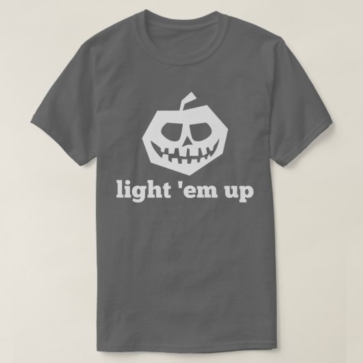 Funny Halloween Light 'Em Up Jackolantern Pumpkin T-Shirt (Design vorne)