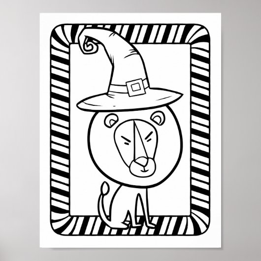 Funny Halloween Lion Coloring Page Poster (Vorne)