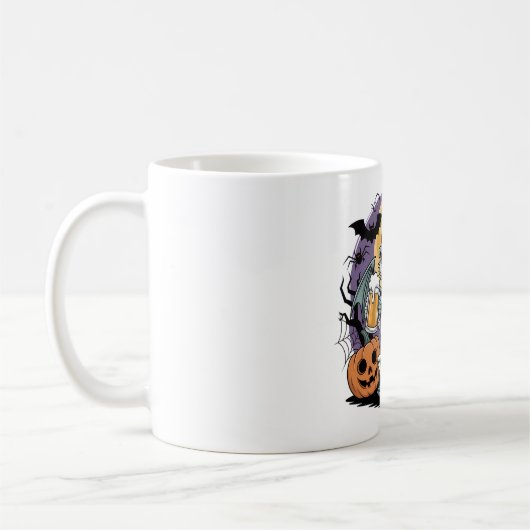 Funny Halloween Lizard Skeleton mit Bier Kaffeetasse (Links)