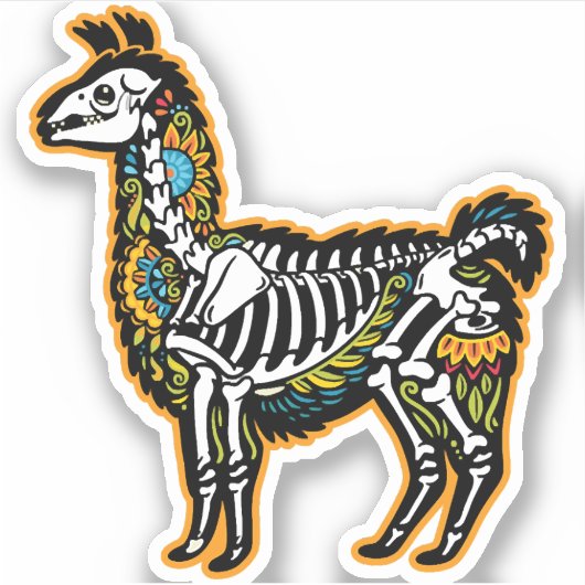 Funny Halloween Llama Skeleton Graphic - Aufkleber (Vorderseite)
