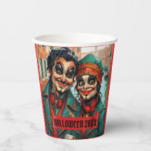 Funny Halloween Make-up Face Karikaturenpaar