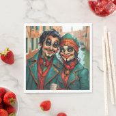 Funny Halloween Make-up Face Karikaturenpaar Serviette (Beispiel)