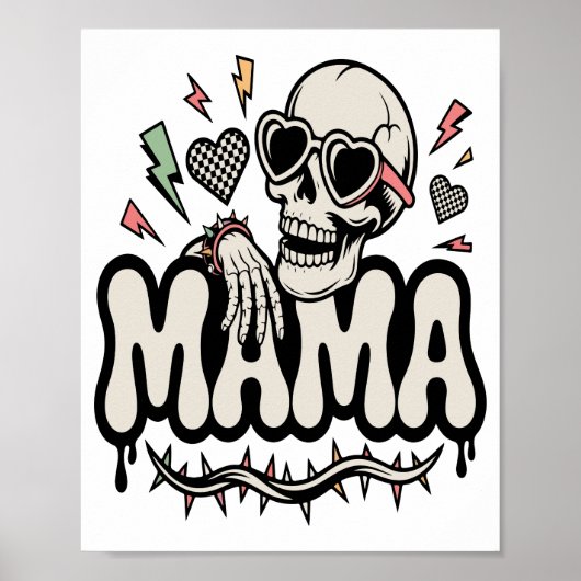 Funny Halloween Mama Cool Skull Poster (Vorne)