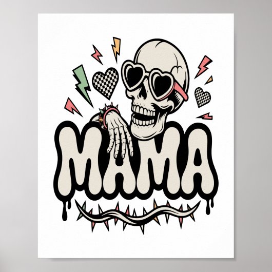 Funny Halloween Mama Cool Skull Poster (Vorne)