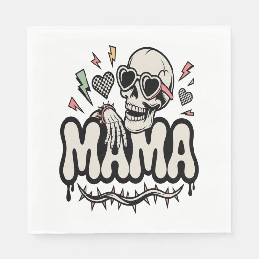 Funny Halloween Mama Cool Skull Serviette (Vorderseite)