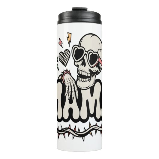 Funny Halloween Mama Cool Skull Thermosbecher (Vorderseite)