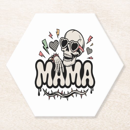 Funny Halloween Mama Cool Skull Untersetzer (Vorderseite)
