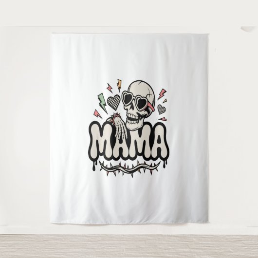 Funny Halloween Mama Cool Skull Wandteppich (Vorderseite)