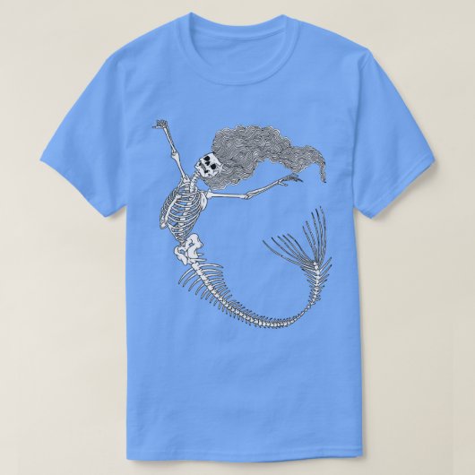 Funny Halloween Mermaid Skeleton Cool T-Shirt (Design vorne)